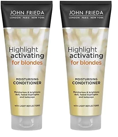 John Frieda Sheer Blonde Highlight Activating Moisturising Conditioner for Lightened and Highlighted Blonde Hair 250 ml (Pack of 2)