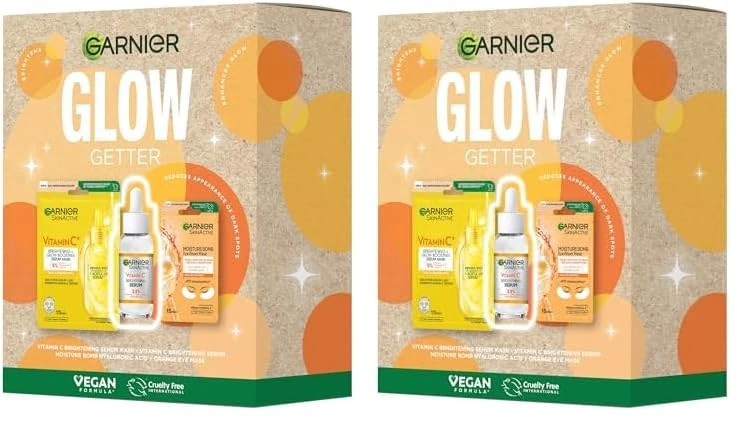 Garnier Glow Getter Giftset - For dull skin - Reduces the appearance of dark spots & enhances glow (Pack of 2)