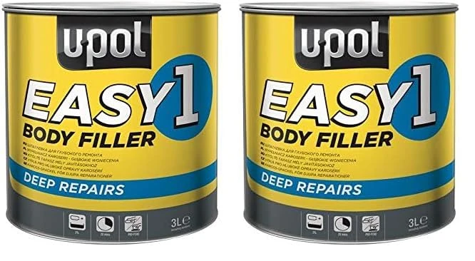 UPol EASY/7 Easy One Super Easy Sanding Lightweight Body Filler, 3 Liter, Tin Grey (Pack of 2)