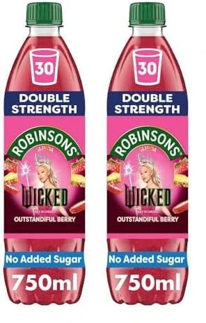 Robinsons Wicked Glinda Double Strength Outstandiful Berry No Added Sugar Squash 750ml (Pack of 2)