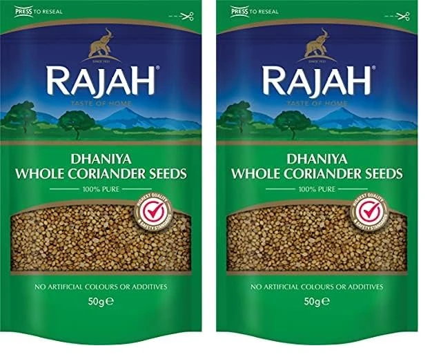 Rajah Dhaniya Whole Coriander Seeds, 50g (Pack of 2)