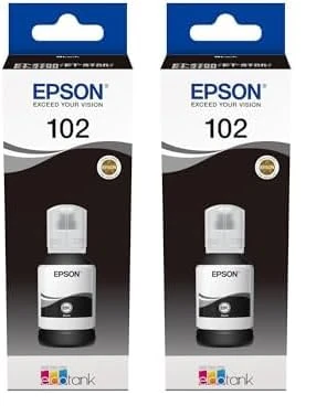 Epson EcoTank 102 Black Genuine Ink Bottle (Pack of 2)