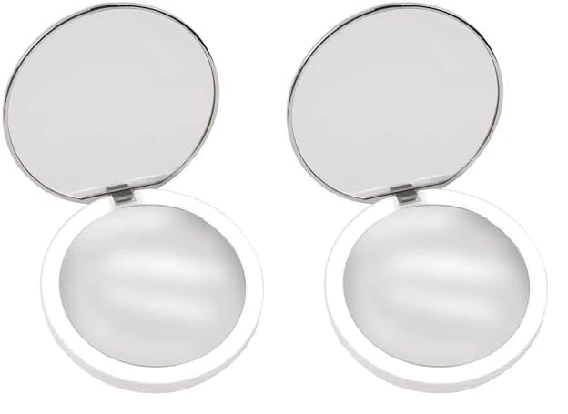 STYLPRO Flip 'n' Charge LED Mirror with Power Bank for Phones, Rechargeable, Handheld + Compact Mirror, Portable, 3 x Magnification (Pack of 2)