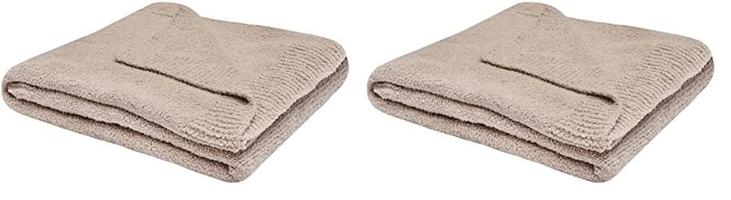 Sleepdown Boucle Chenille Throw Soft Touch Fluffy Fleece Over Sofa Bed Couch Warm Cosy Luxury Blanket Bedspread - Natural - 130cm x 150cm (Pack of 2)