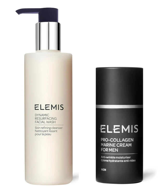 ELEMIS Men Pro-Collagen Marine Cream 30ml & Dynamic Resurfacing Facial Wash 200ml Skincare Duo