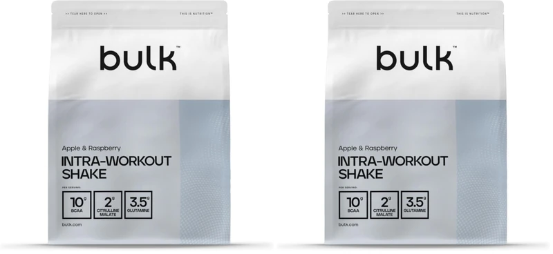 Bulk Complete Intra-Workout, BCAA, Branched Chain Amino Acids, Citrulline, Glutamine, Apple and Raspberry, 500 g, 25 Servings, Packaging May Vary (Pack of 2)