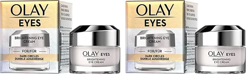Olay Brightening Eye Cream for Dark Circles 15ml, with Vitamin B3 & Caffeine, Suitable for All Skin Types (Pack of 2)