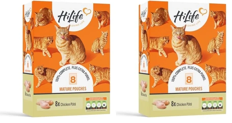 HiLife Mature Wet Cat Food for Senior Cats, Chicken Terrine in Jelly, Complete Senior Cat Food Pouches, 100% Natural & Grain Free (32 x 70g Pouches) (Pack of 2)