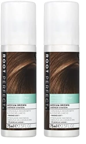 ROOT PERFECT Hair Concealer Spray, Medium Brown, 75ml (Pack of 2)