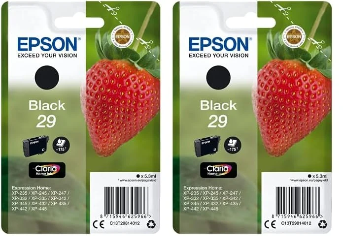 Epson T298140 29 Black Strawberry Genuine, Claria Home Ink (Pack of 2)