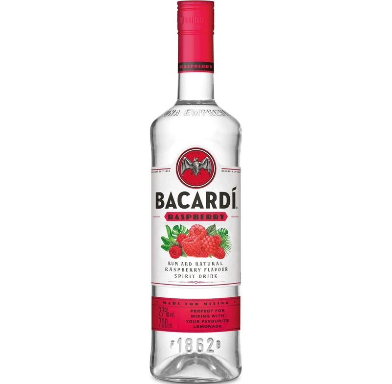 BACARDÍ Raspberry, White Rum Blended with Crisp Raspberry Flavours, Notes of Soft Raspberry and Tart, Juicy Citrus, 27% ABV, 70cl / 700 ml (packaging may vary) (Pack of 6)