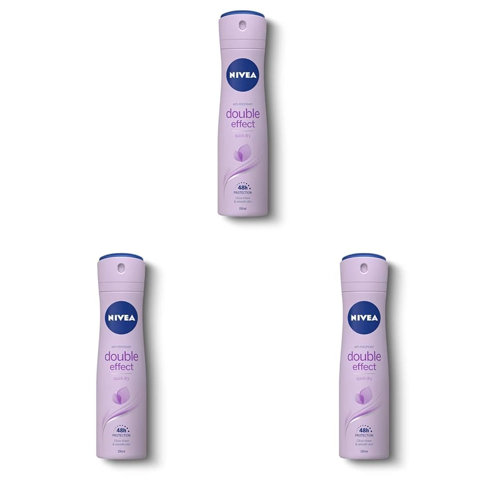 NIVEA Women's Anti-Perspirant Spray, Double Effect, 48 Hours Deodorant, 150 ml (Pack of 3)