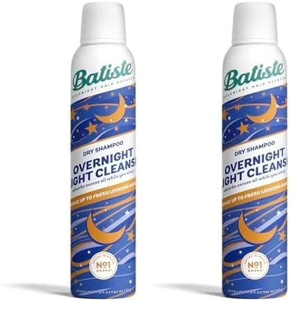 Batiste Overnight Light Cleanse 200ml - Leave-In Light Dry Shampoo for Overnight Use - Absorbs Oil for Fresher-Looking Hair Overnight (Pack of 2)