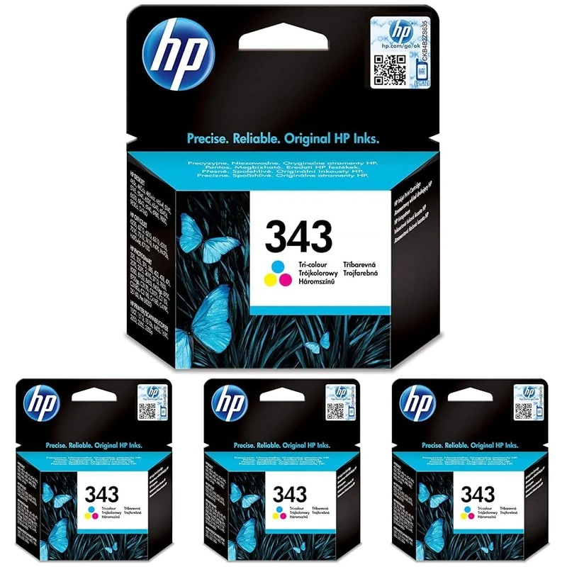HP C8766EE 343 Original Ink Cartridge, Tri-color, Single Pack (Pack of 4)