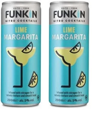 Funkin Lime Margarita Pre-Mixed Cocktail Cans - Nitro Infused - Premium Ready to Drink Cocktails - Bar Quality Drinks At Home - 200 ml (Case of 12) (Pack of 2)