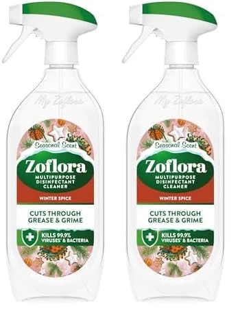 Zoflora Winter Spice Multipurpose Disinfectant Trigger Spray, 1 x 800ml, Antibacterial Multi-Surface Cleaner, Pet-Friendly, Kills 99.9% of Bacteria & Viruses (Pack of 2)