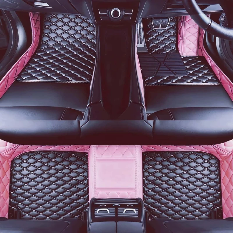 Custom car Floor mats 99% Suitable for Cars, SUVs, Sports Cars, Trucks, car mats All-Weather Personalized, Fully Cover Luxury car Foot mats, Non-Slip Floor mats. (Pink and Black)