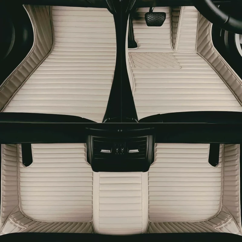 Custom car Floor mats 99% Suitable for Cars, SUVs, Sports Cars, Trucks, car mats All-Weather Personalized, Fully Cover Luxury car Foot mats, Non-Slip Floor mats. (Beige-3D)