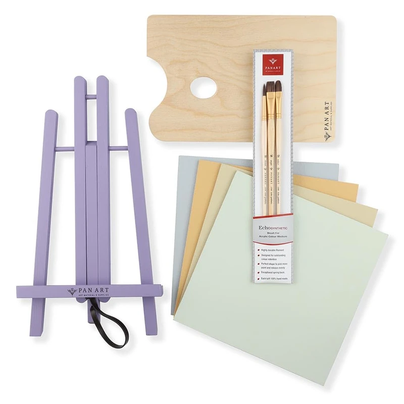 Pan Art Complete Painting Gift Set – Coordinated Brushes, Surfaces & Accessories – Professional Artist Quality Starter Kit for Acrylic, Watercolour & Mixed Media
