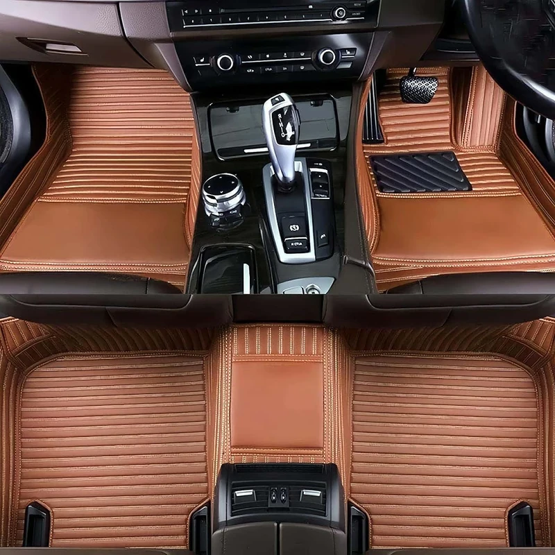Custom car Floor mats 99% Suitable for Cars, SUVs, Sports Cars, Trucks, car mats All-Weather Personalized, Fully Cover Luxury car Foot mats, Non-Slip Floor mats. (Light Brown-3D)