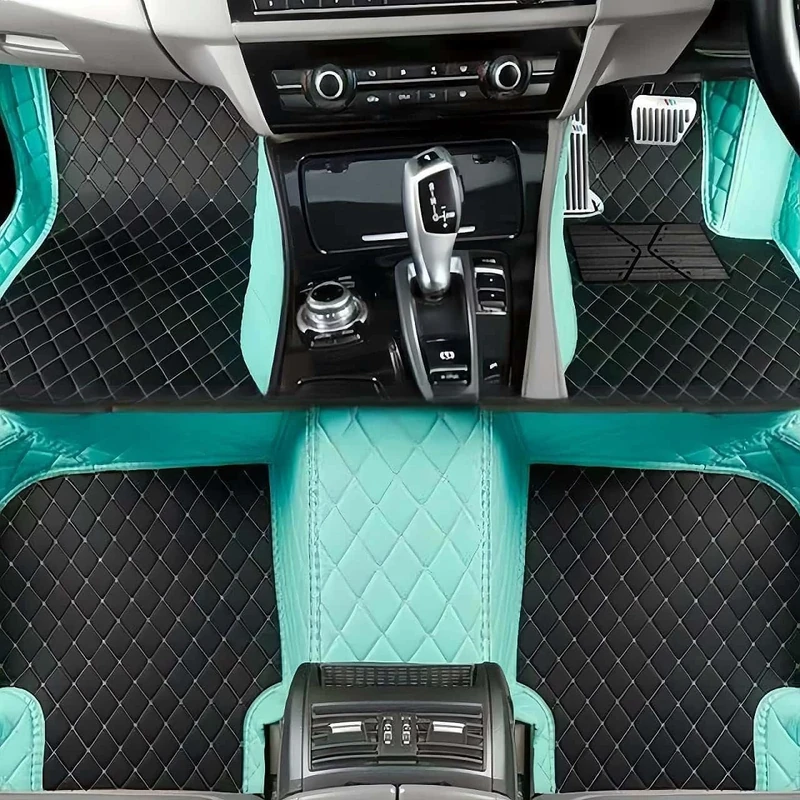 Custom car Floor mats 99% Suitable for Cars, SUVs, Sports Cars, Trucks, car mats All-Weather Personalized, Fully Cover Luxury car Foot mats, Non-Slip Floor mats. (Light Blue and Black)
