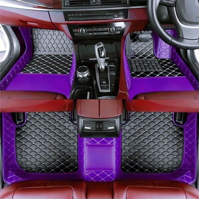 Custom car Floor mats 99% Suitable for Cars, SUVs, Sports Cars, Trucks, car mats All-Weather Personalized, Fully Cover Luxury car Foot mats, Non-Slip Floor mats.(Purple and Black)