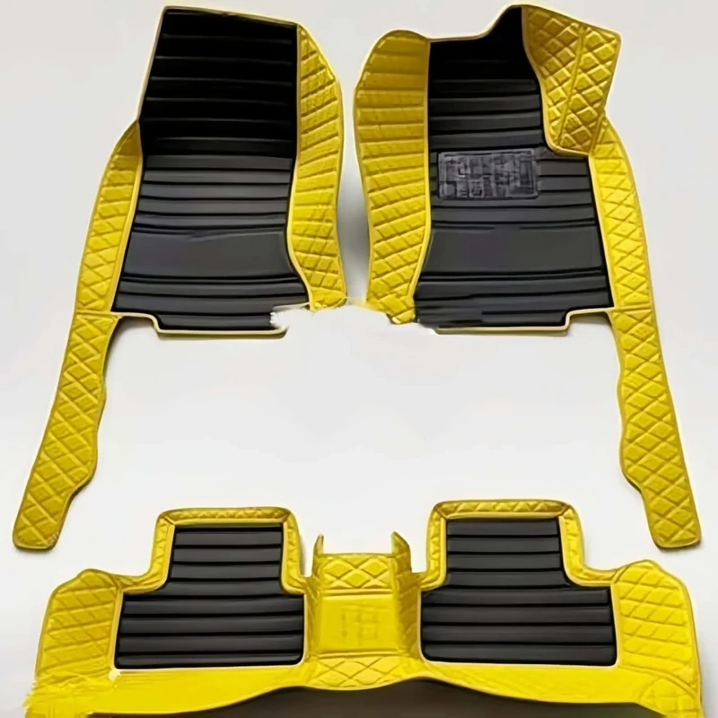 Custom car Floor mats 99% Suitable for Cars, SUVs, Sports Cars, Trucks, car mats All-Weather Personalized, Fully Cover Luxury car Foot mats, Non-Slip Floor mats. (Striped Yellow and Black)
