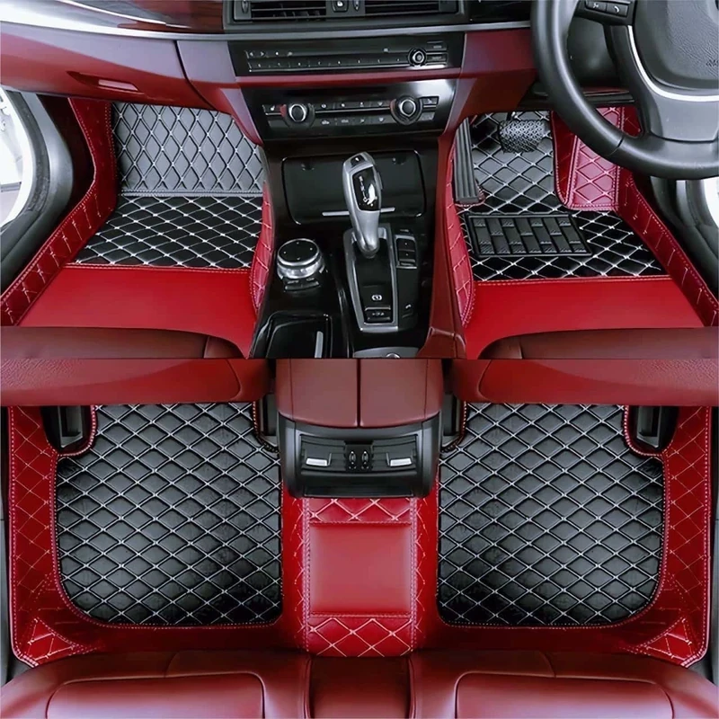 Custom car Floor mats 99% Suitable for Cars, SUVs, Sports Cars, Trucks, car mats All-Weather Personalized, Fully Cover Luxury car Foot mats, Non-Slip Floor mats. (Wine Red and Black)