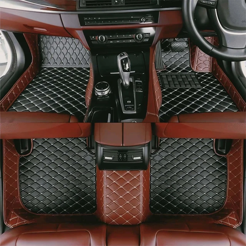 Custom car Floor mats 99% Suitable for Cars, SUVs, Sports Cars, Trucks, car mats All-Weather Personalized, Fully Cover Luxury car Foot mats, Non-Slip Floor mats. (Dark Brown and Black)