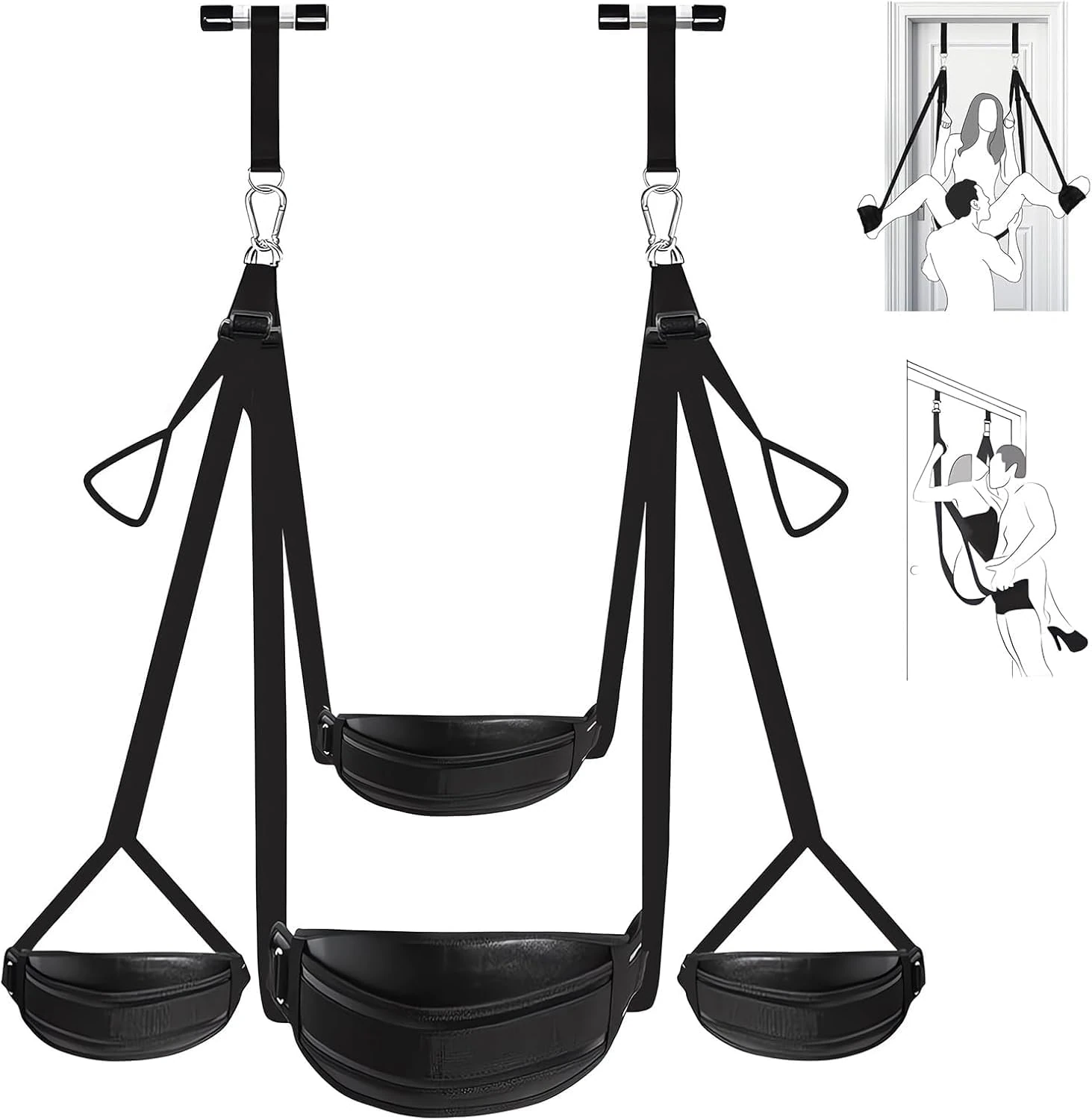 Sex Swing Sex Toys for Couples - BDSM Sex Swings with Two Widen Leather Soft Plush Sex Slings with Hanging Door Handcuffs, Leg Restraints, and Spreader Adult Toys for Couples Holds up to 300lbs