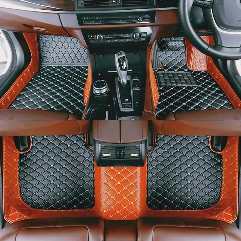 Custom car Floor mats 99% Suitable for Cars, SUVs, Sports Cars, Trucks, car mats All-Weather Personalized, Fully Cover Luxury car Foot mats, Non-Slip Floor mats. (Light Brown and Black)
