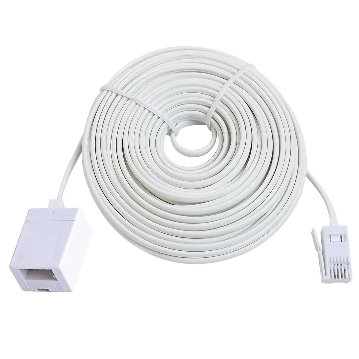 Garegce 10m Long BT Telephone Extension Cable, Male to Female Phone Extension Cables 6-Pin Straight Through Telephone Extension Cable for Landline, Fax, Sky for UK BT Phone Landline-White