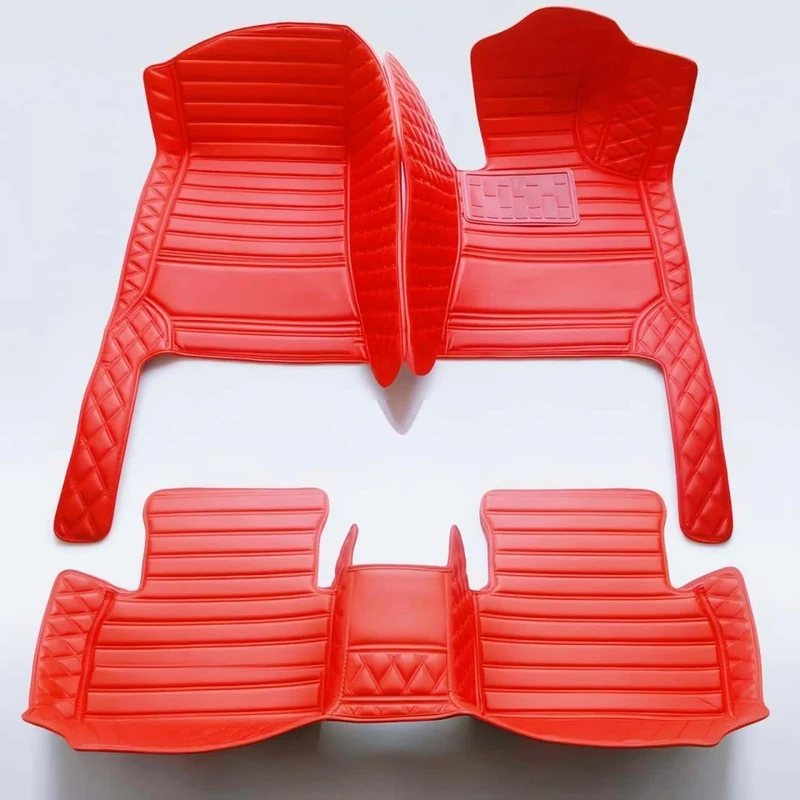 Custom car Floor mats 99% Suitable for Cars, SUVs, Sports Cars, Trucks, car mats All-Weather Personalized, Fully Cover Luxury car Foot mats, Non-Slip Floor mats. (Red thick Stripe)