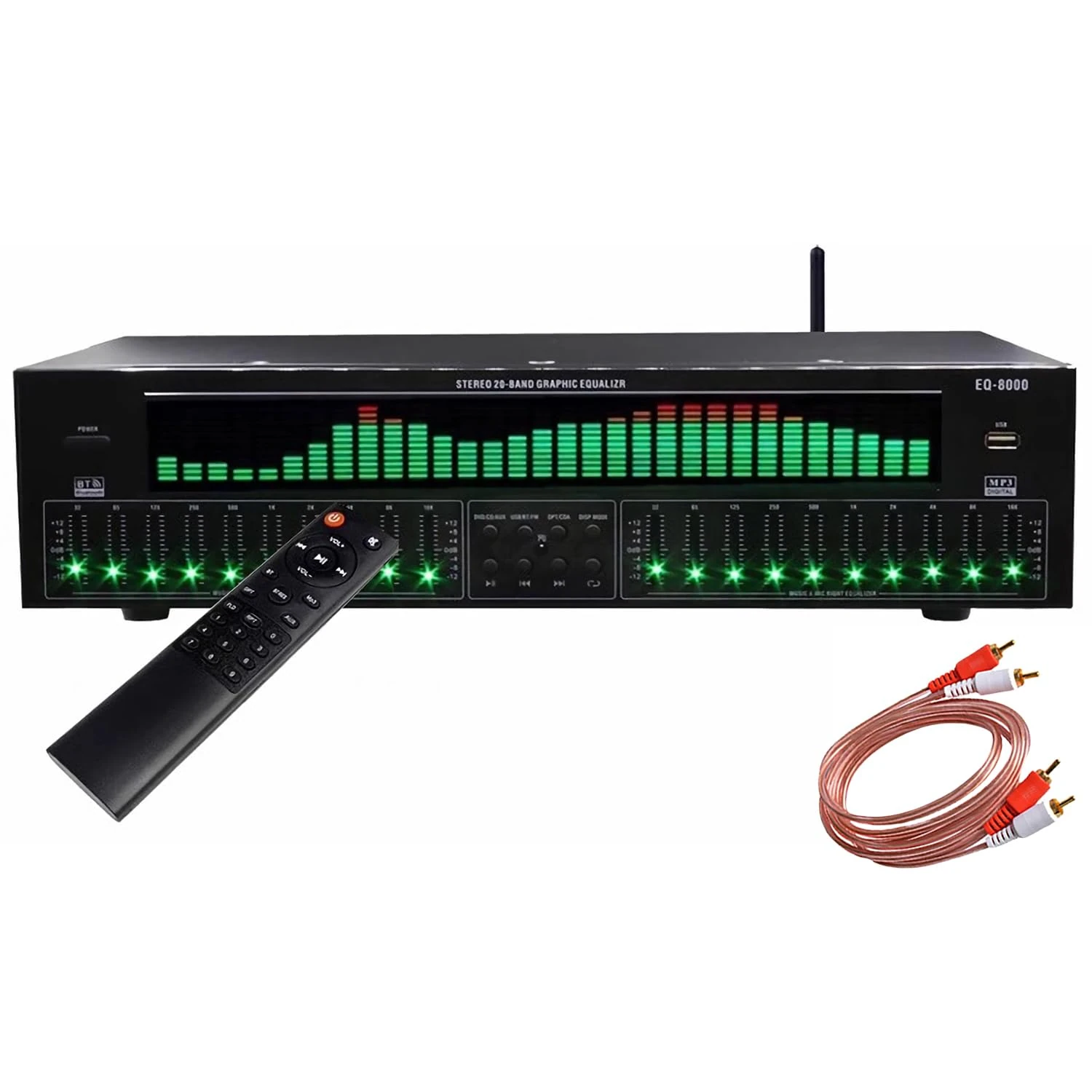 XUCS 31-Band Digital Equalizer, Stereo Graphic EQ, Music Spectrum Analyzer, Bluetooth 5.4 Optical Coaxial Digital Audio Decoding, Noise Reduction, for Recording Studio