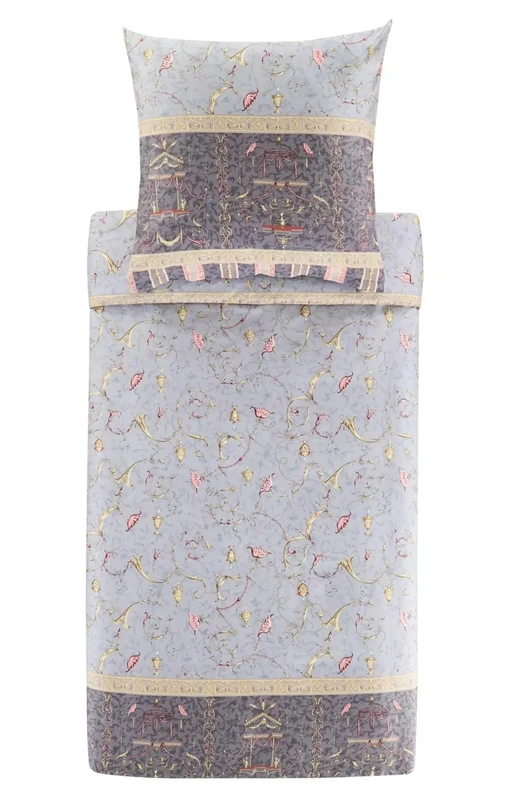 Bassetti Oplontis Satin Bed Linen Set Grey G1 Size 155 x 220 + 80 x 80 cm