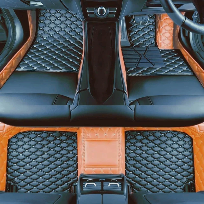 Custom car Floor mats 99% Suitable for Cars, SUVs, Sports Cars, Trucks, car mats All-Weather Personalized, Fully Cover Luxury car Foot mats, Non-Slip Floor mats. (Orange and Black)