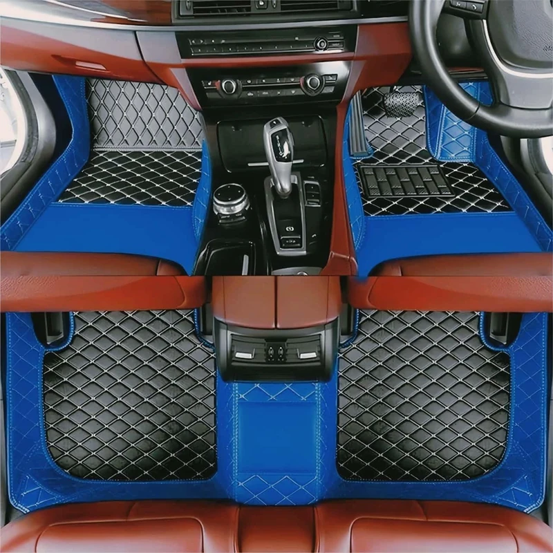 Custom car Floor mats 99% Suitable for Cars, SUVs, Sports Cars, Trucks, car mats All-Weather Personalized, Fully Cover Luxury car Foot mats, Non-Slip Floor mats. (Blue and Black)