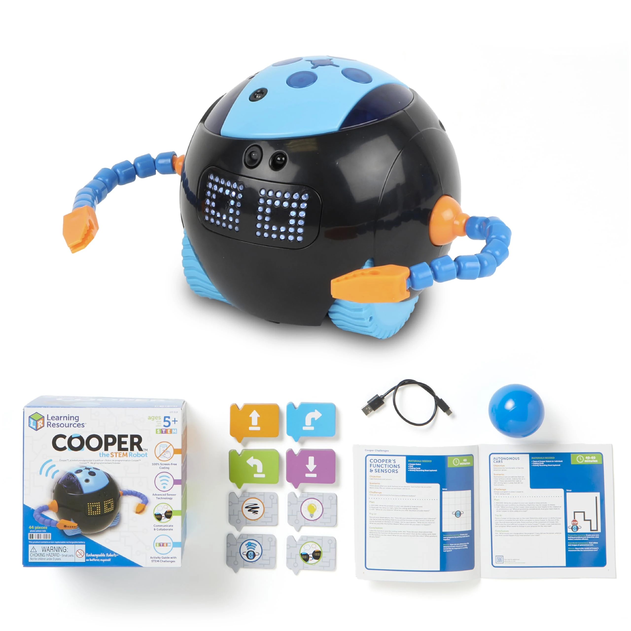 Learning Resources Cooper the STEM Robot, Kids Gift Set, STEM Set, Robotics Kit, Coding Robot, Coding Toys for Kids, Ages 5+