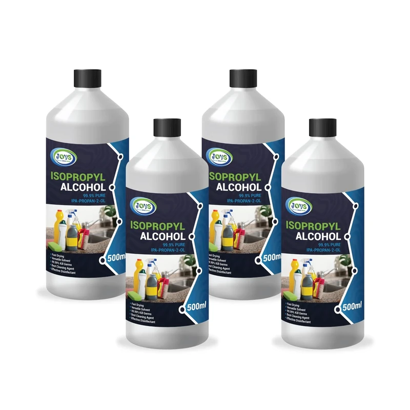 Isopropyl Alcohol 99.9% Pure | Lab Grade IPA | Isopropanol 4x 500 ml | Rubbing Alcohol for Cleaning and Disinfecting | Solvent for Electronics, Windows, Glass, Appliances. (2 Litre)