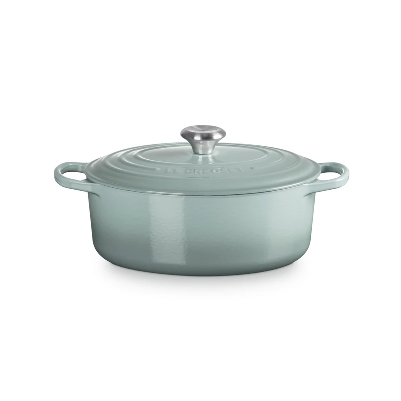 Le Creuset Signature Enamelled Cast Iron Casserole Dish with Lid - Oval, 29 cm, 4.7 Litres, Sea Salt
