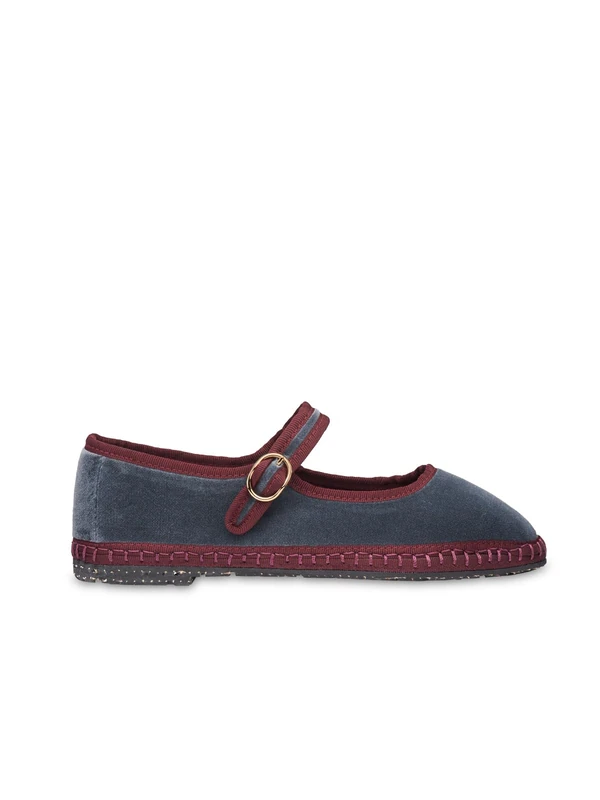 FLABELUS Antonia - Mary Jane Velvet - Color is Black Combined with Black Piping., Grey, 7 UK