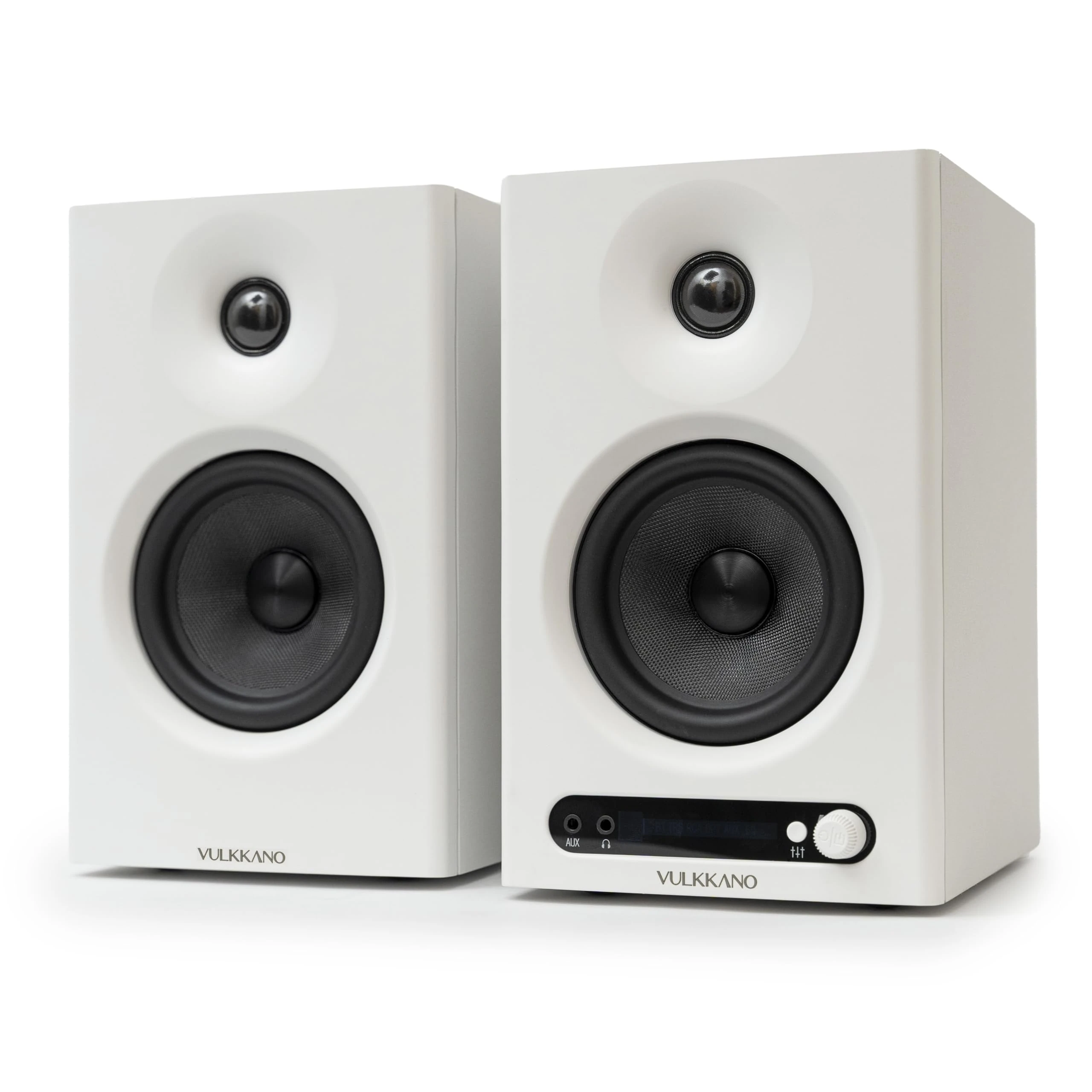 VULKKANO PRO4 Studio Monitor Speakers with 4” Woofer, Bluetooth, Balanced TRS Input, RCA, Headphone Output, AUX, Optical, EQ Adjustments, PC Monitor Speakers