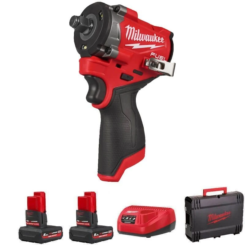 Milwaukee M12FCIWF38G3-502X 12v Fuel 3/8" Compact Impact Wrench Kit - 2 x 5.0ah High Output Batteries