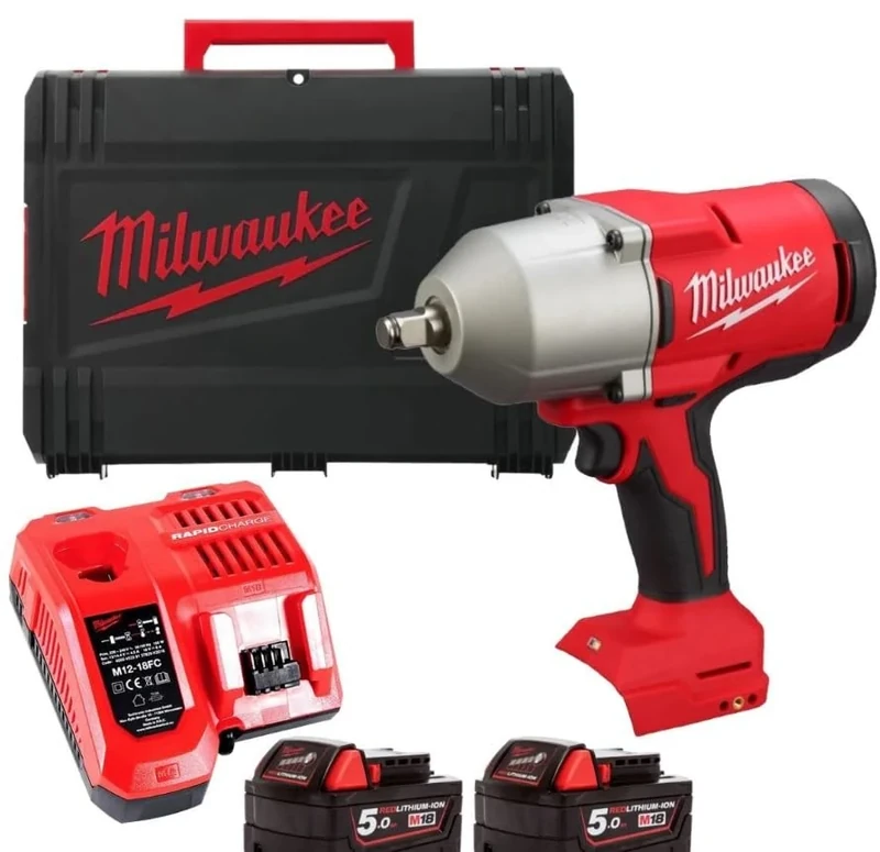 Milwaukee M18BLHIWF12-502X 18V Brushless High Torque Impact Wrench with 2X 5.0Ah Batteries