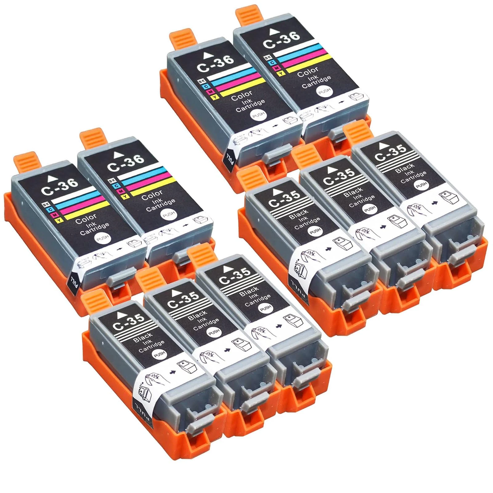 HenceBuy Compatible Ink Cartridge PGI-35 CLI-36 PGI35 CLI36 Replacement for Canon PIXMA TR150 PIXMA IP100 PIXMA IP110 PIXMA IP100 with Battery mini260 mini320 Portable Printer (6 Black + 4 Colour)