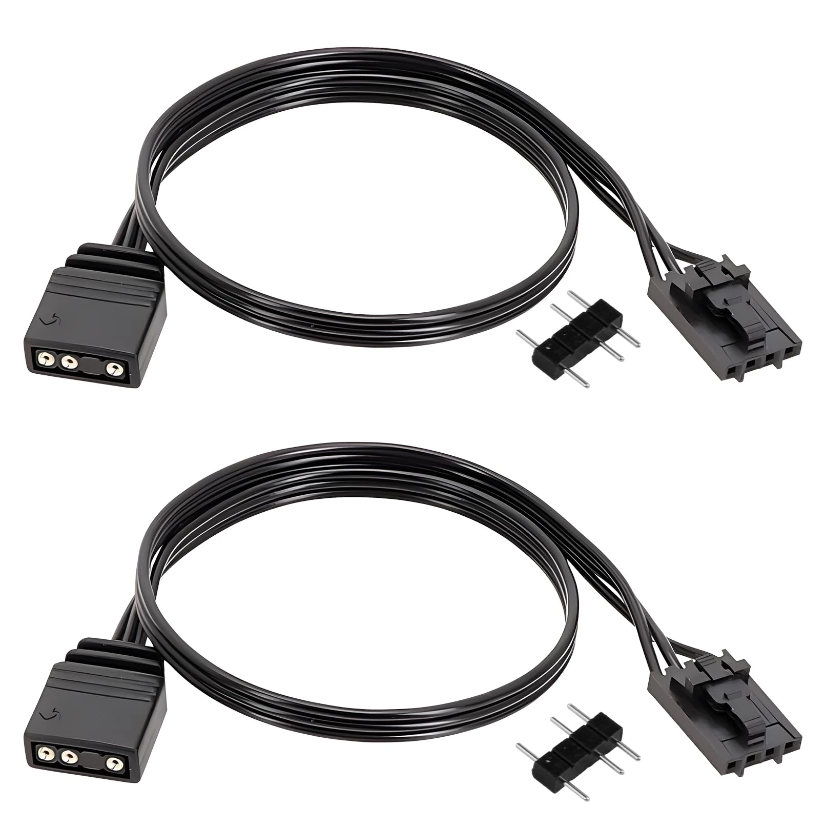 2 PCS 4 Pin RGB to 3 Pin ARGB Adapter Connector 25cm Compatible with Corsair Controller Adapter QL LL120 iCUE Shenguang Sync Pirate Ship Light ARGB Devices