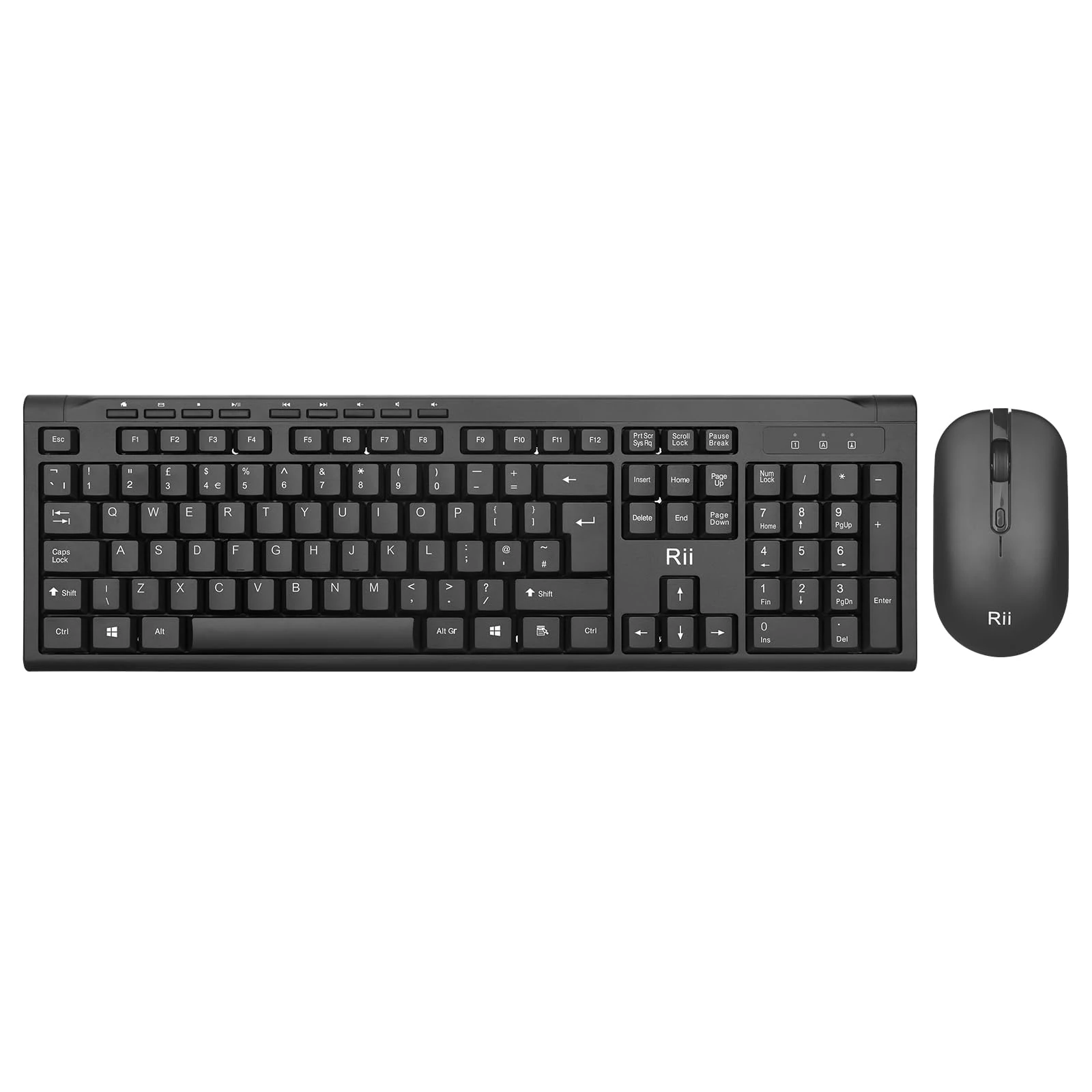 Rii Wireless keyboard and Mouse,Standard Full Size Wireless Keyboard and Mouse for Work Office Home UK Layout (Battery not Included)