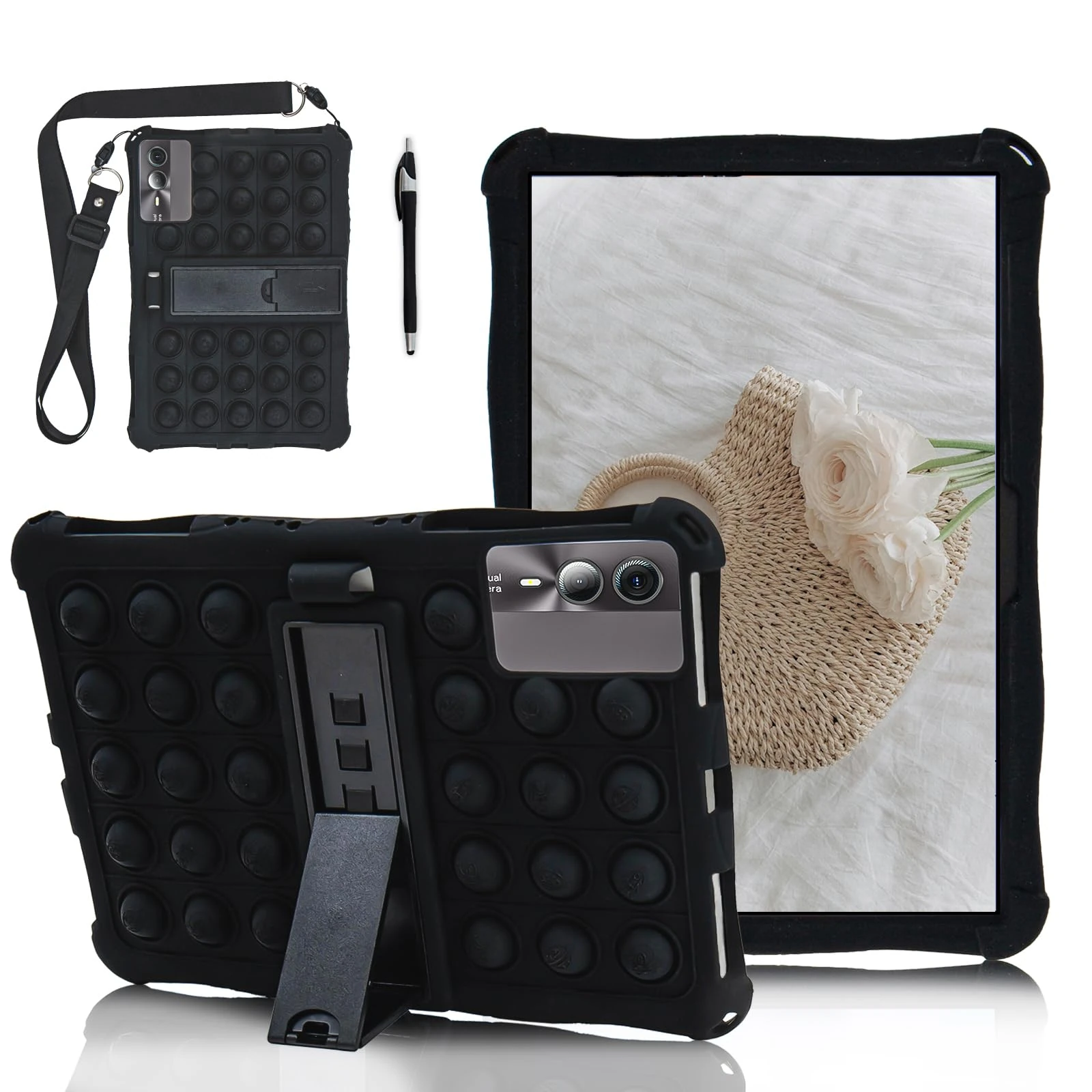 ATOOZ Universal 11 inch Tablet Case for Blackview tab 90 Wifi/DOOGEE U11/T30 SE/T30 Pro/Honor Pad X8A/Skyworth Y31/ZTE/Alpha 2024 5G Pro/Redmi Pad SE 11/Samsung Galaxy Tab S9 (Black)