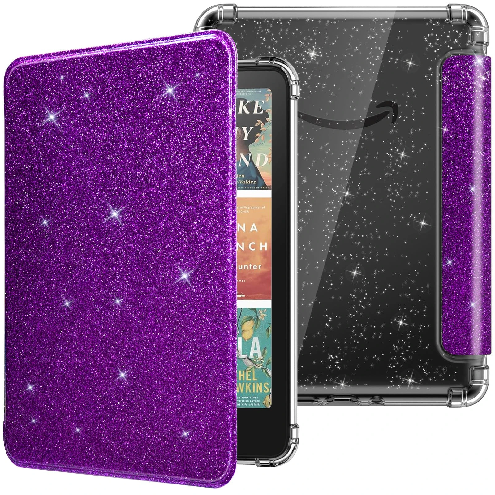 MoKo Case for All-new 7" Kindle Paperwhite 2024 12th Gen&Kindle Colorsoft Signature Edition 2024,Ultra Clear Soft Flexible Glitter TPU Back Cover Light Shell with Auto Wake/Sleep, Glitter Purple