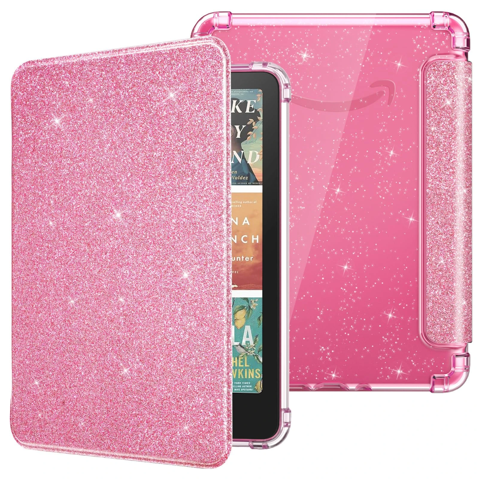 MoKo Case for All-new 7" Kindle Paperwhite 2024 12th Gen&Kindle Colorsoft Signature Edition 2024,Ultra Clear Soft Flexible Glitter TPU Back Cover Light Shell with Auto Wake/Sleep, Glitter Pink